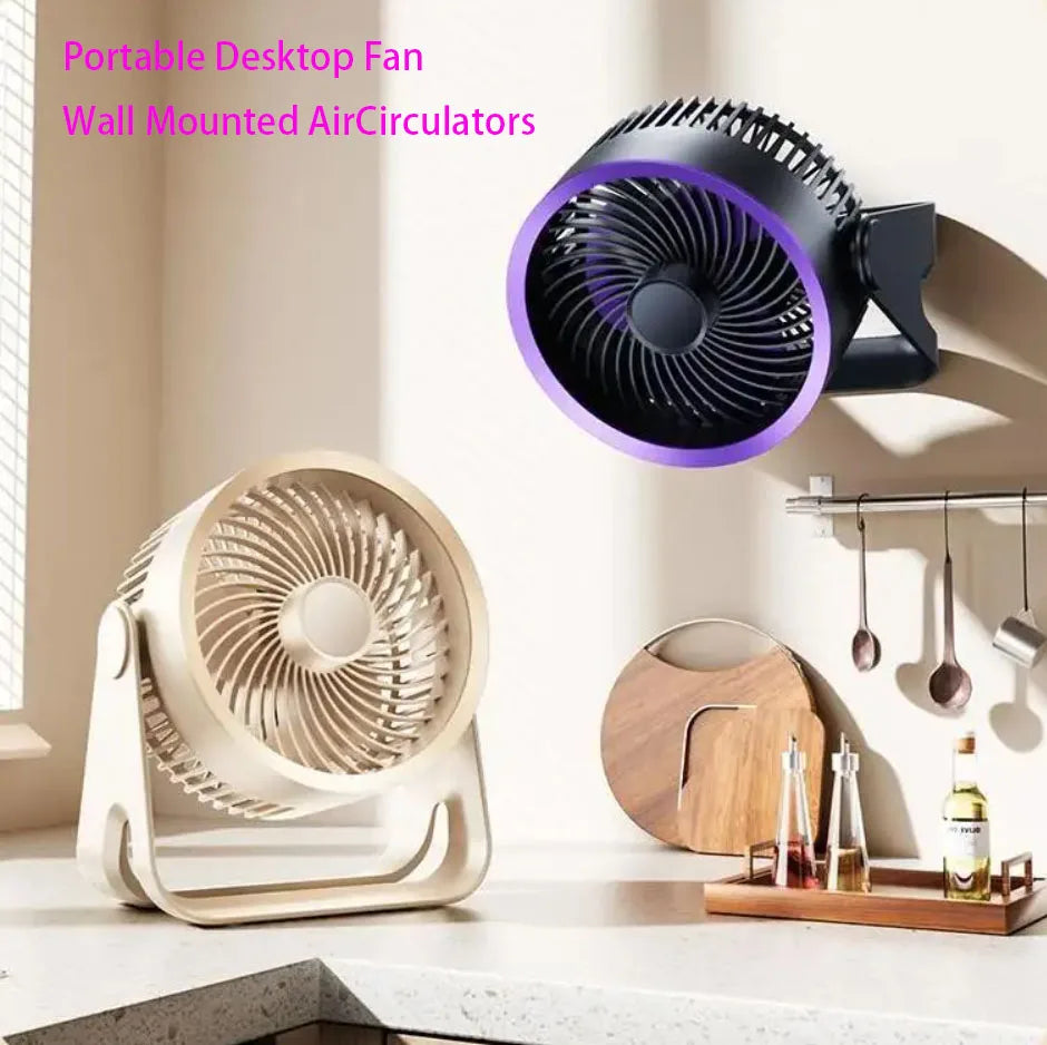 2026 Electric Fan Rechargeable table Circulator Wireless Portable Quiet Ventilator Desktop Wall Ceiling Fan Air Cooler